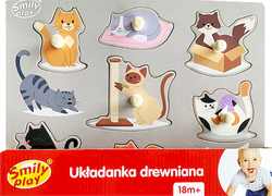 DREWNIANA UKŁADANKA ZWIERZĄTKA KOTKI - SMILY PLAY
