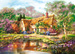 PUZZLE WIEJSKA CHATKA NAD STAWEM STRZECHA NATURA PRZYRODA 3000EL CASTORLAND