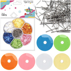 CEKINY KOLOROWE OKRĄGŁE 6 KOLORÓW x 4g 7mm + SZPILKI 7g 15mm TITANUM