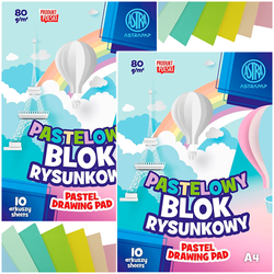 BLOK RYSUNKOWY PASTELOWY KOLOROWY ASTRA A4 10 KARTEK 80g SZKOLNY - 2 sztuki