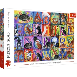 PUZZLE 500 ELEMENTÓW KOCI ALFABET KOTY LITERKI UKŁADANKA 37527 TREFL