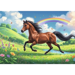 PUZZLE 200 ELEMENTÓW DOSTOJNY KOŃ W GALOPIE UKŁADANKA TREFL 13355