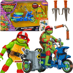 FIGURKI WOJOWNICZE ŻÓŁWIE NINJA MOTOCYKL + RAPHAEL