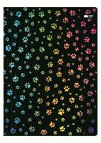 TECZKA Z GUMKĄ A4 TĘCZOWE KOCIE ŁAPKI CZARNA KARTONOWA SZKOLNA HAPPY COLOR