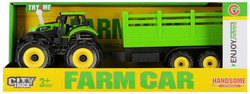 TRAKTOR Z PRZYCZEPĄ Z NAPĘDEM CIĄGNIK FARMA RANCZO DŹWIĘK ŚWIATŁA ZIELONY