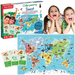 ODKRYWAMY ŚWIAT MAPA PUZZLE 124 ELEMENTY QUIZY CIEKAWOSTKI CLEMENTONI