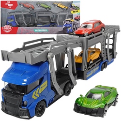 CIĘŻARÓWKA SAMOCHÓD LAWETA Z 3 SAMOCHODAMI AUTO METAL NIEBIESKA DICKIE TOYS