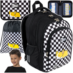 PLECAK SZKOLNY PIÓRNIK WOREK ST.RIGHT 3w1 BP-58 SZACHOWNICA PIESEK CORGI