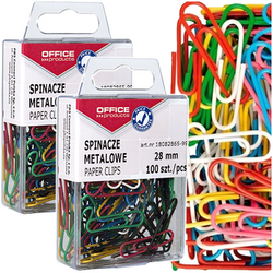 SPINACZE BIUROWE OKRĄGŁE OFFICE PRODUCTS 28mm POWLEKANE KOLOROWE - 2 op.