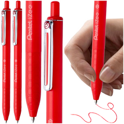 DŁUGOPIS AUTOMATYCZNY ERGONOMICZNY 0,7 mm CZERWONY PENTEL IZEE - 2 szt.
