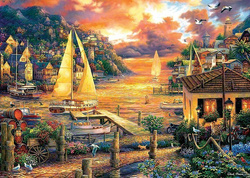 PUZZLE 6000 ŁAPIĄC SNY UKŁADANKA ZATOKA STATEK GÓRY ZACHÓD SŁOŃCA 65005