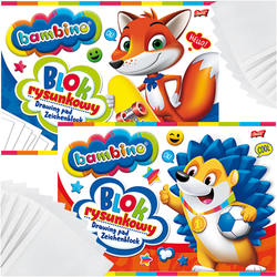 BLOK RYSUNKOWY BIAŁY SZKOLNY A4 20 KARTEK BAMBINO 80g NA PLASTYKĘ - 2 szt.