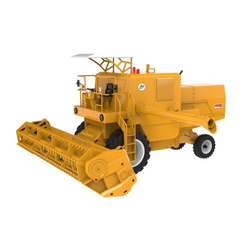 KOMBAJN ZBOŻOWY Z PRZYCZEPĄ NA HEDER BIZON Z056 ŻÓŁTY POJAZD ROLNICZY 1:16