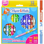 MARKERY DWUSTRONNE MAZAKI PISAKI FLAMASTRY PAPER MATE KIDS 15 szt. = 30 KOL