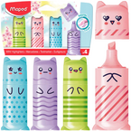 ZAKREŚLACZE PASTELOWE MINI KAWAII MARKERY 4 KOLORY ZWIERZAKI 1-5mm MAPED