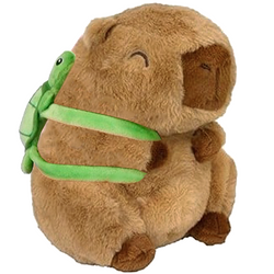 KAPIBARA PLUSZAK MASKOTKA PRZYTULANKA Z PLECAKIEM ŻÓŁW 22 cm BRĄZOWA JASNA