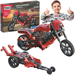 KLOCKI KONSTRUKCYJNE LABORATORIUM MECHANIKI ŚCIGACZE 2w1 130 EL. CLEMENTONI