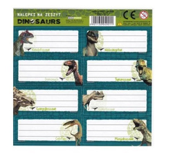 NAKLEJKI NALEPKI NA ZESZYT 8 SZT. DINOZAURY