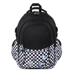 PLECAK SZKOLNY 4-KOMOROWY MŁODZIEŻOWY ST.RIGHT BP-01 SZACHOWNICA Z MOTYLAMI