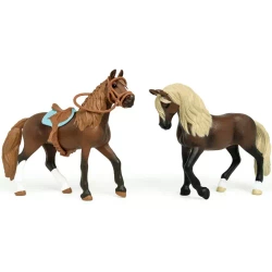 SCHLEICH 2 KONIE FIGURKI OGIER KLACZ PERUWIAŃSKA SIODŁO RĘCZNIE MALOWANE