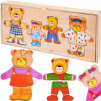 UKŁADANKA DREWNIANA PUZZLE MISIE ZMIANA UBRANKA SMILY PLAY EMOCJE SORTER