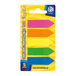 ZAKŁADKI INDEKSUJĄCE KARTECZKI SAMOPRZYLEPNE ASTRA 5 x 25 sztuk STRZAŁKA