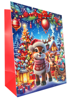 TORBA PREZENTOWA TOREBKA ŚWIĄTECZNA MIKOŁAJKI CHOINKA BŁĘKIT  26x32x10 cm