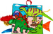 KSIĄŻECZKA SENSORYCZNA EDUKACYJNA MATERIAŁOWA DINOZAURY WYSTAJĄCE OGONKI