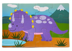 UKŁADANKA DREWNIANA PUZZLE 4W1 DINOZAURY DROMADER