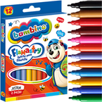 MAZAKI PISAKI FLAMASTRY BAMBINO 12 INTENSYWNYCH KOLORÓW SZKOLNE MAJEWSKI