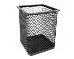 PRZYBORNIK SIATKOWY KWADRATOWY NA BIURKO TRES METALOWY ORGANIZER CZARNY