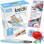 ZESTAW KREATYWNY KREDKI AKWARELOWE PĘDZELEK WODNY AQUASH + BLOCZEK PENTEL