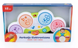 PERKUSJA ELEKTRONICZNA MELODIE KOLOROWE ŚWIATEŁKA INSTRUMENT BONGOSY DUMEL
