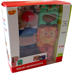KLOCKI SENSORYCZNE ZWIERZĄTKA SMILY PLAY EDUKACYJNE GUMOWE TRENING RĄCZKI