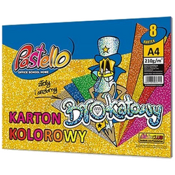 BLOK KOLOROWY KARTON BROKATOWY A4 8 ARKUSZY ZŁOTY SREBRNY PASTELLO