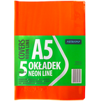 OKŁADKA NA ZESZYT A5 NEON PVC TRANSPARENTNA POMARAŃCZOWA ASTRA - 5 sztuk