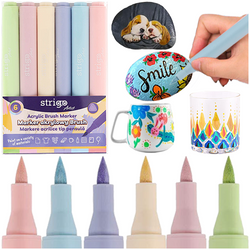 MARKERY AKRYLOWE TRÓJKĄTNE KOŃCÓWKA PĘDZELKOWA 6 PASTELOWYCH KOLORÓW STRIGO