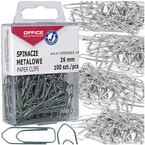 SPINACZE BIUROWE TRÓJKĄTNE OFFICE PRODUCTS 26mm SREBRNE 100 SZTUK