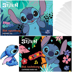 BLOK TECHNICZNY RYSUNKOWY A4 BIAŁY SZKOLNY STITCH ST. MAJEWSKI 2w1