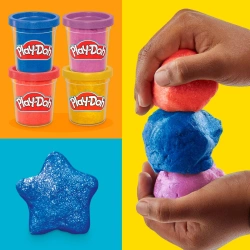 PLAY-DOH CIASTOLINA METALICZNA BŁYSZCZĄCA MASA PLASTYCZNA 4 SŁOICZKI HASBRO