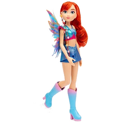 LALKA WINX CLUB FAIRY WRÓŻKA BLOOM ZE SKRZYDŁAMI NIEBIESKA SUKIENKA 26 cm 