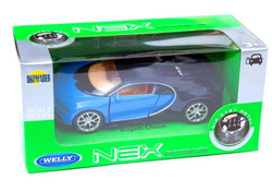 BUGATTI CHIRON NIEBIESKI METALOWY MODEL SAMOCHODZIK KOLEKCJONERSKI WELLY