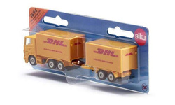 CIĘŻARÓWKA KURIERSKA DHL Z PRZYCZEPĄ KOLEKCJONERSKA ŻÓŁTA 1694 SIKU