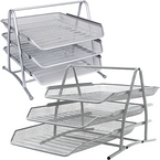 ZESTAW NA BIURKO 3 SZUFLADKI METALOWY SREBRNY PÓŁKA BIUROWA Q-CONNECT