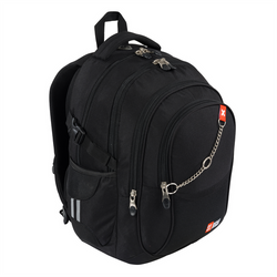 PLECAK SZKOLNY 4-KOMOROWY ST.RIGHT BP-01 CZARNY X WHITE + NAKLEJKI