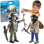 PLAYMOBIL JEDNOSTKA SPECJALNA I BANDYTA POLICJA FIGURKI 2-PAK AKCESORIA