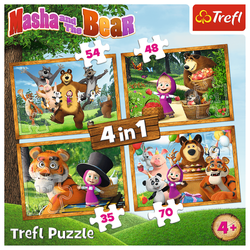 PUZZLE 4W1 MASZA I NIEDŹWIEDŹ LEŚNE PRZYGODY TREFL