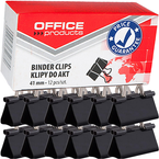 KLIPY BIUROWE DO AKT DOKUMENTÓW OFFICE PRODUCTS KLIPSY 41mm CZARNE 12 SZTUK