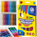 KREDKI WOSKOWE PREMIUM 18 KOLORÓW SZKOLNE INTENSYWNE ARTYSTYCZNE ASTRA