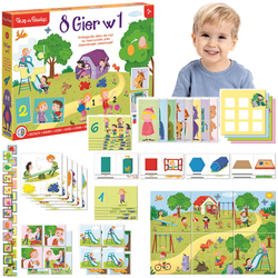 GRA PLANSZOWA EDUKACYJNA 8 GIER W 1 MEMO UCZĘ SIĘ BAWIĄC PUZZLE CLEMENTONI